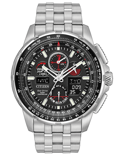 Citizen eco drive clearance skyhawk set time